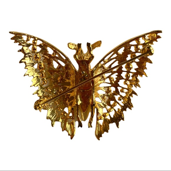 VTG Kenneth Lane Designer RARE! Rhinestone Butterfly Brooch Pin Signed - Picture 3 of 6